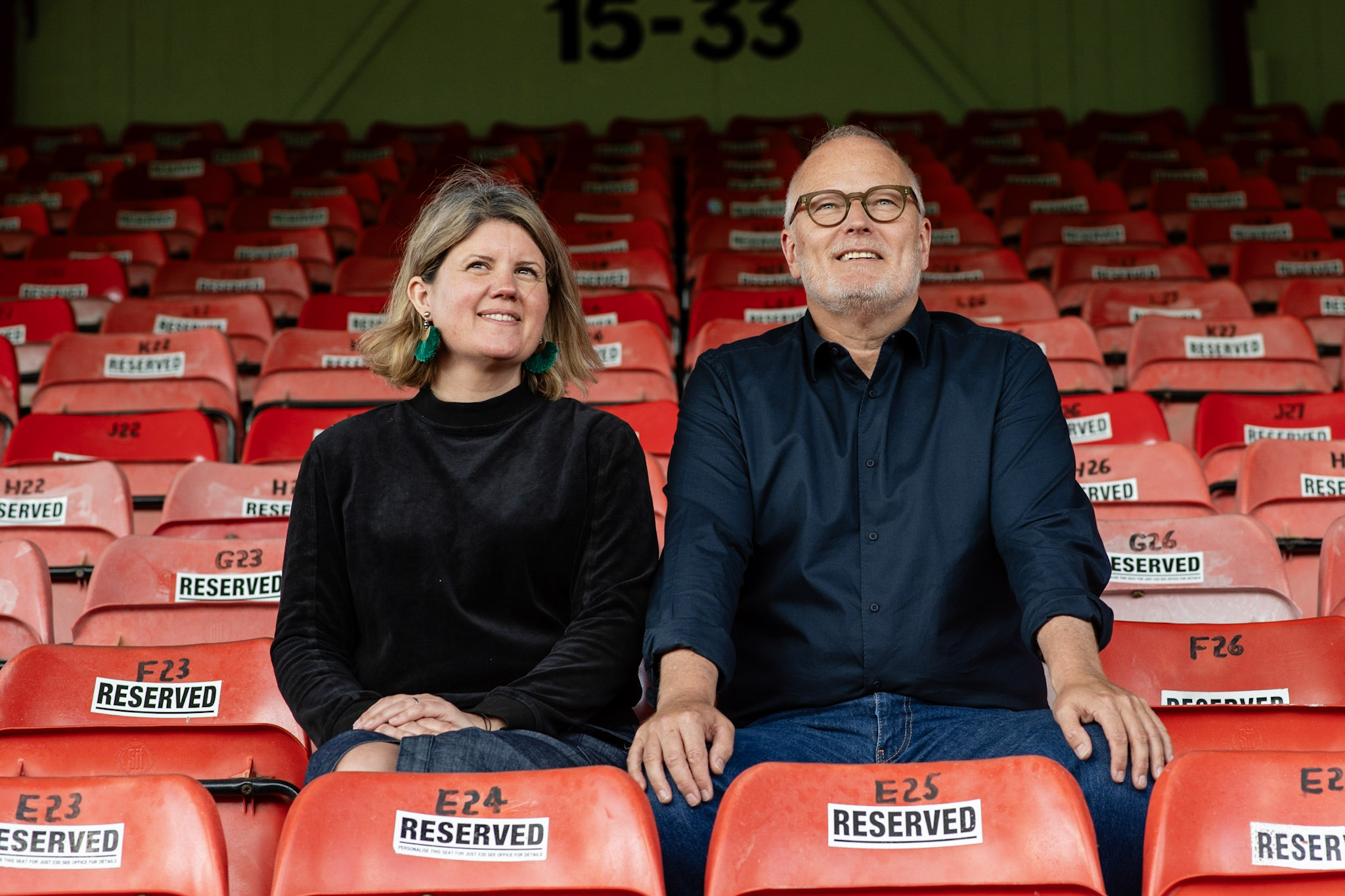 Emily Bolton and Jason Stockwood at Grimsby football club