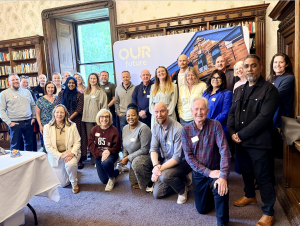 Picture showing Cameron Ogden meeting a group of Rochdale Future Builders